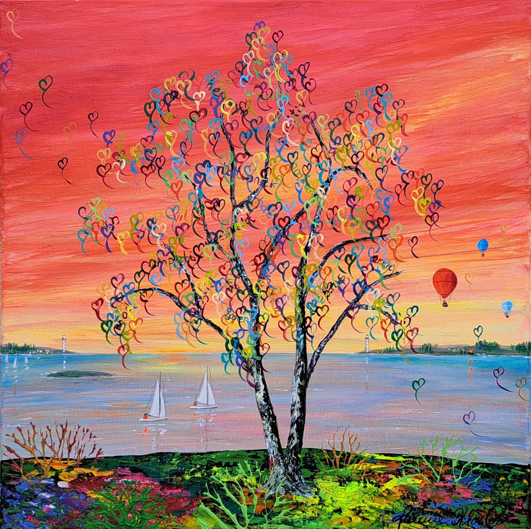 To m man vre, 40x40cm maleri Jannie Kloster
