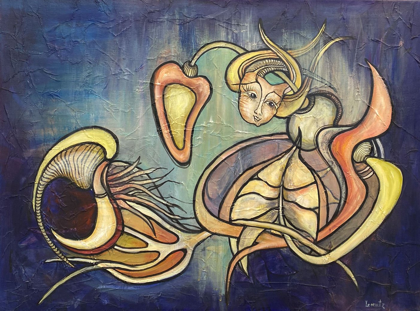 Vgtlse Tanker, 60x80cm maleri af Henriette Lorentz