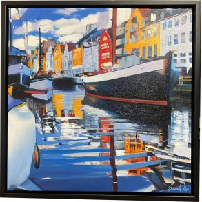 Pingviner i K�benhavn No1. af Sarah H�i 50x50cm