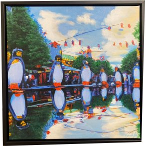 Pingviner i K�benhavn No3. af Sarah H�i 50x50cm