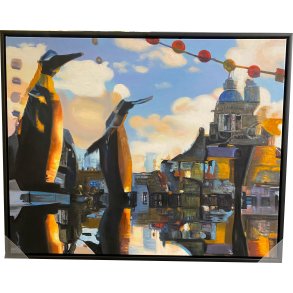 Pingviner i K�benhavn No.10 af Sarah H�i 80x100cm
