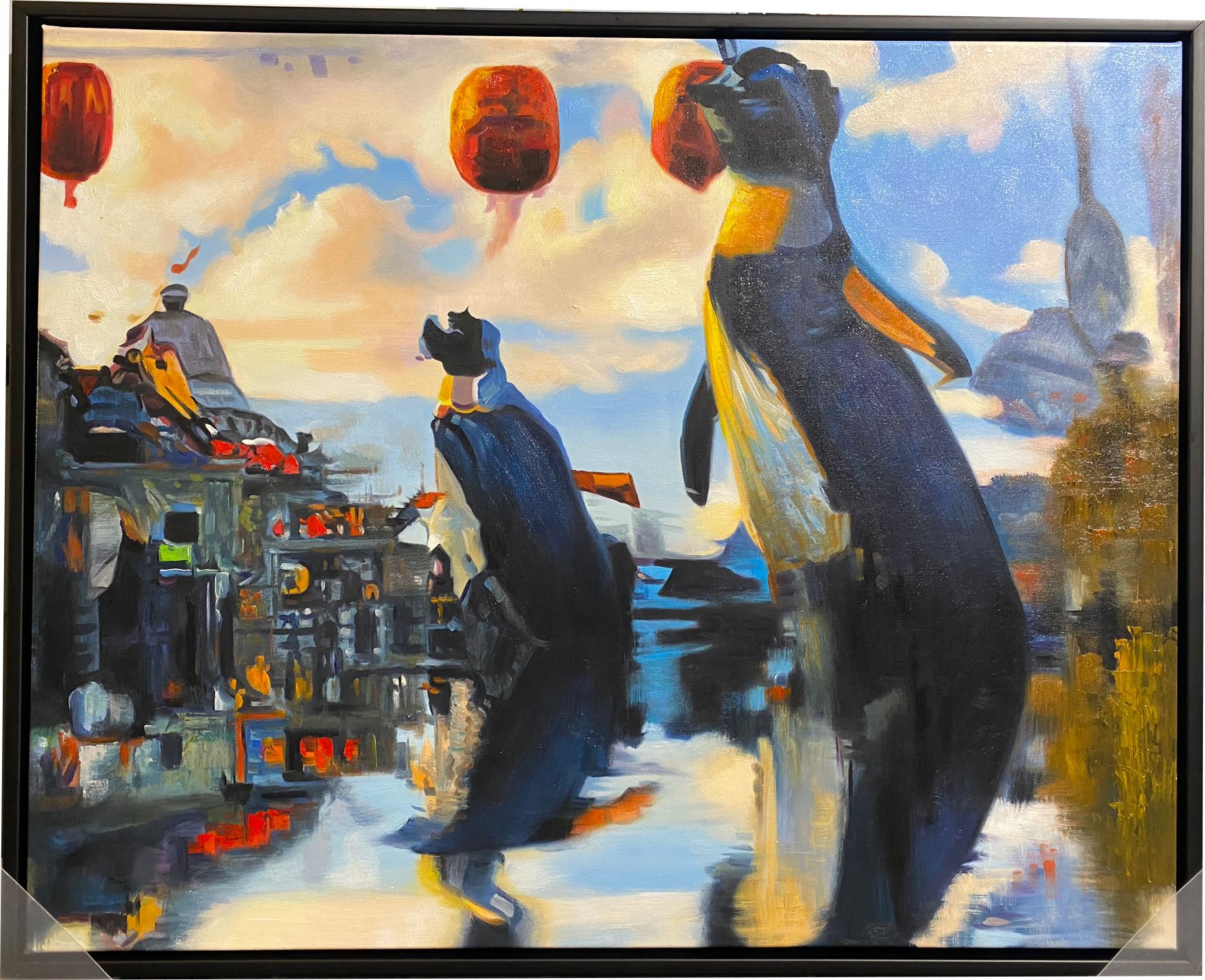 Pingviner i Kbenhavn No.11 af Sarah Hi 80x100cm