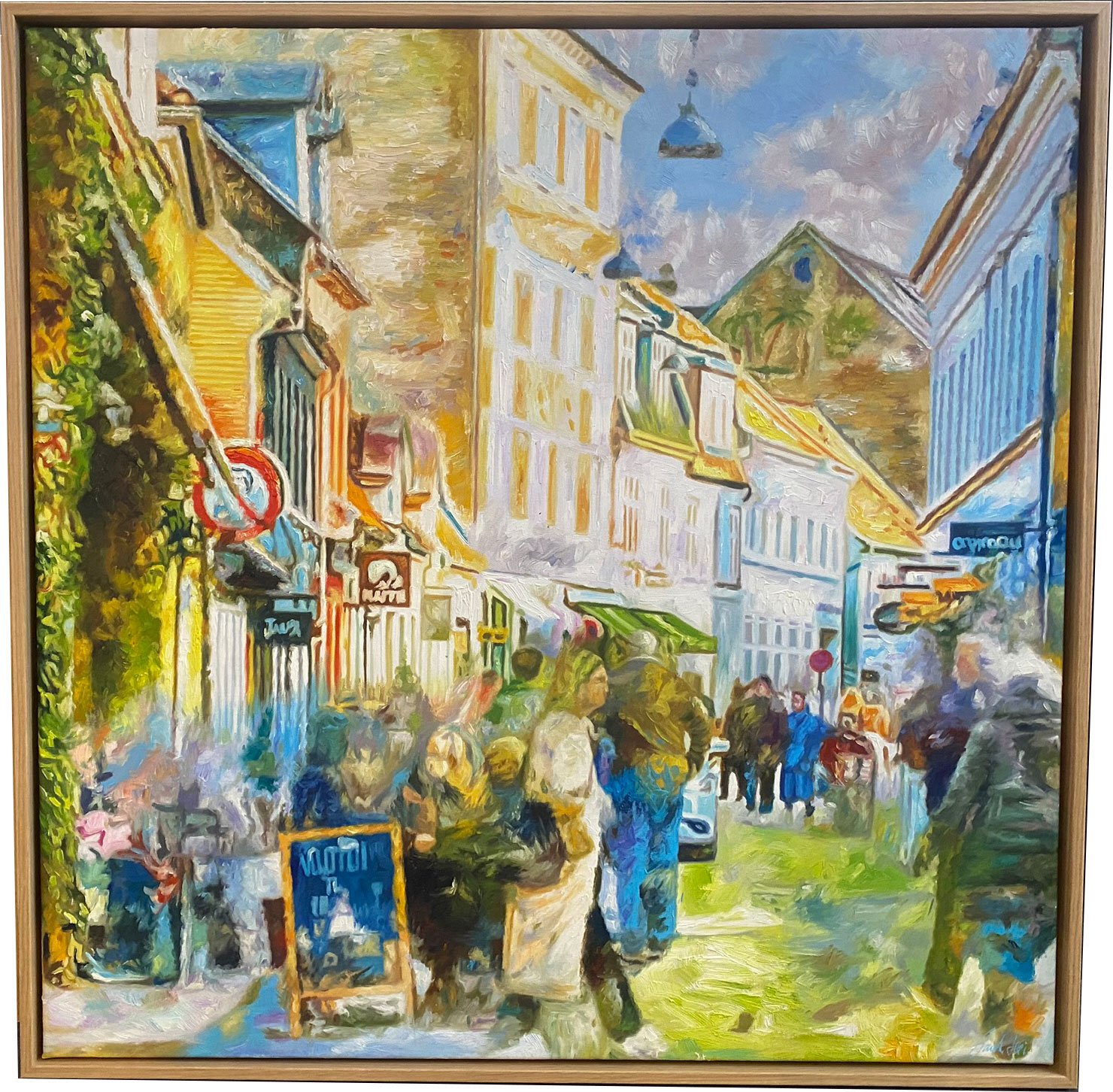 Street Coffee, Graven Aarhus 80x80cm af Sarah Hi