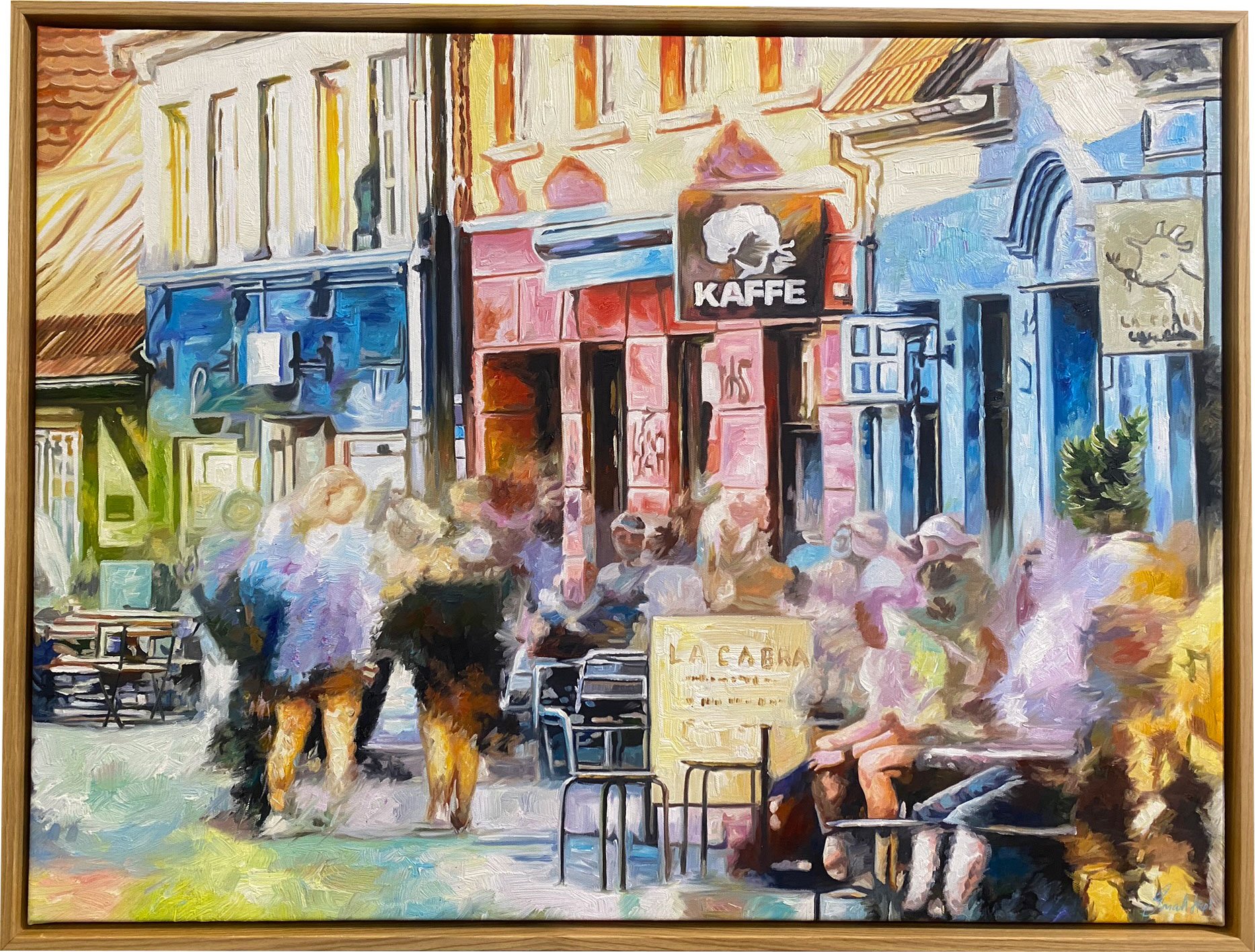 Street Coffee Aarhus 60x80cm maleri af Sarah Hi