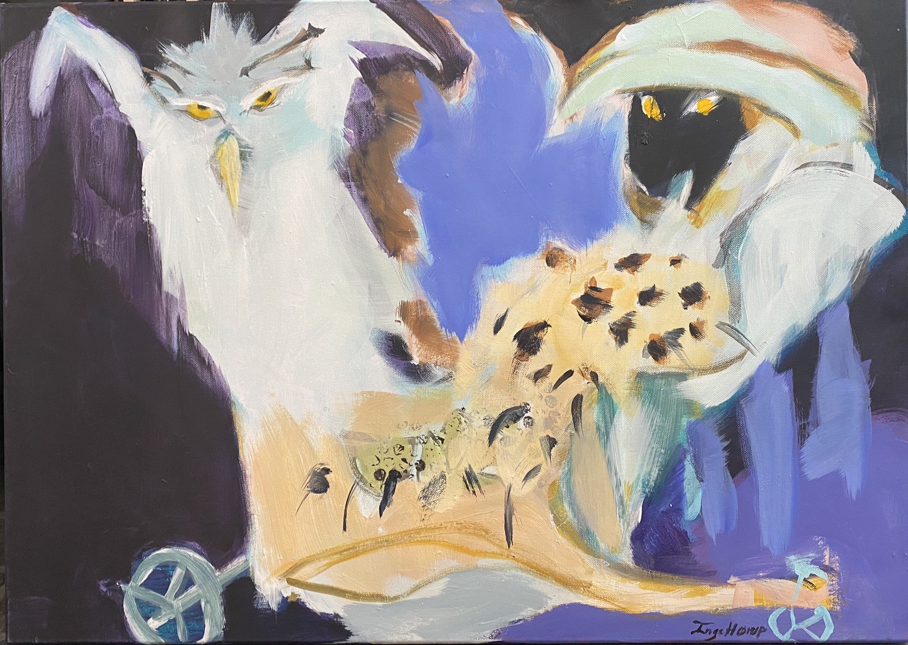 Inge Hrup, Wheeled Figures 50x70cm