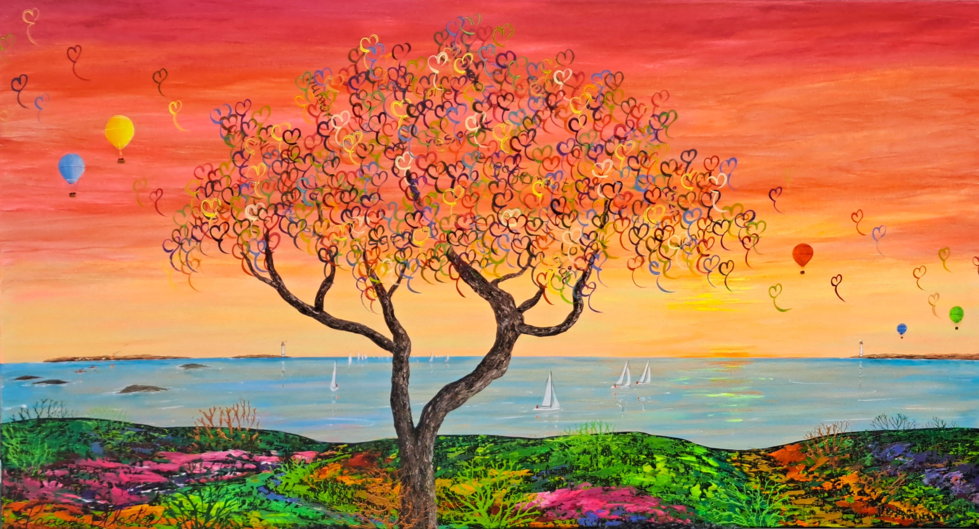 Jannie Kloster, Begejstring, maleri 60x110cm