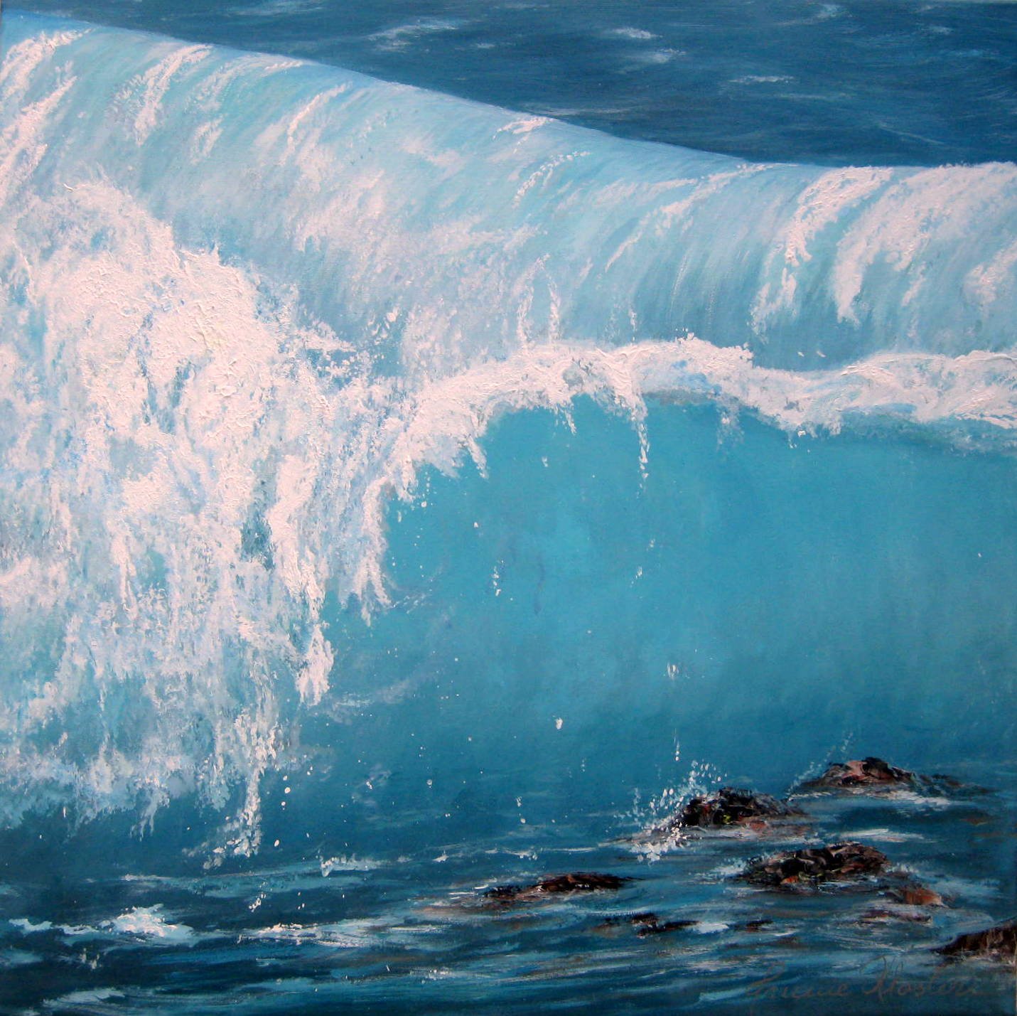 Jannie Kloster, Big Wave, maleri 70x70cm