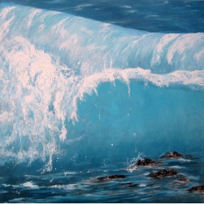Jannie Kloster, Big Wave, maleri 70x70cm