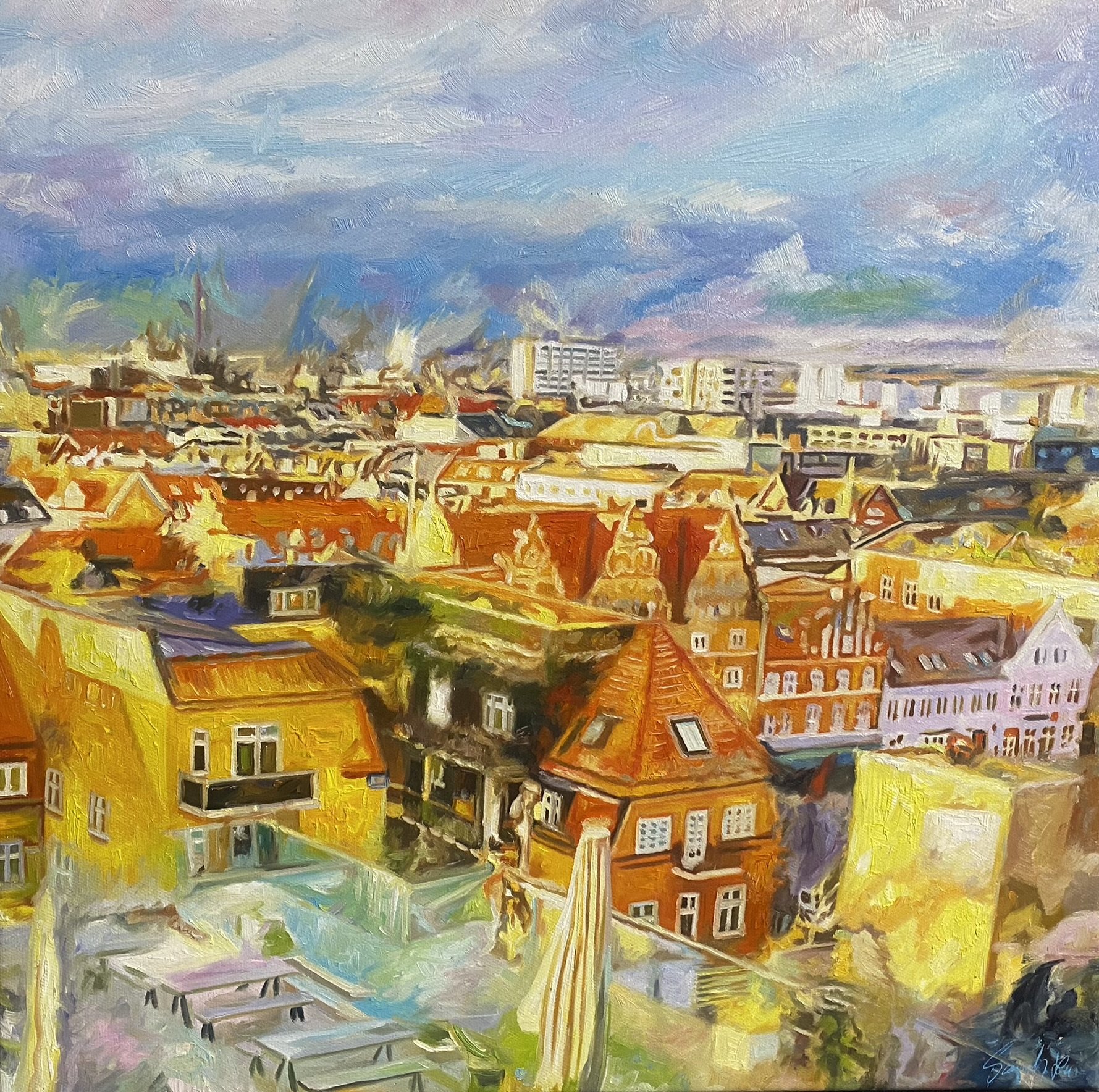 Aalborg 50x50cm maleri af Sarah Hi