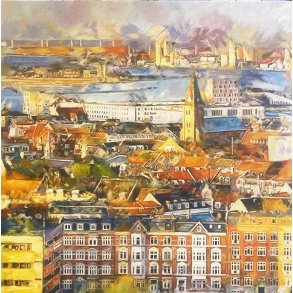 Sarah Hi, maleri 100x100cm Aalborg