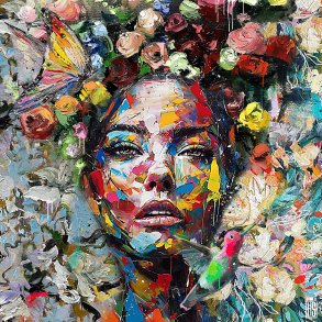 In Bloom, 80x80cm, giclee af Helt Sort