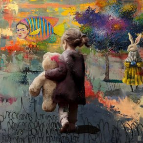 Leaving Reality, 80x80cm, giclee af Helt Sort