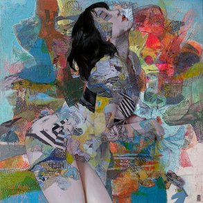 Sins of Silence, 80x80cm, giclee af Helt Sort