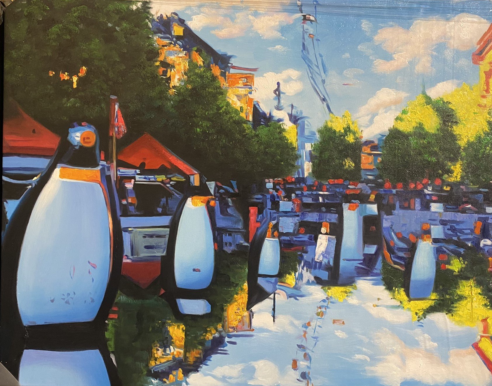Pingviner i Kbenhavn af Sarah Hi 80x100cm