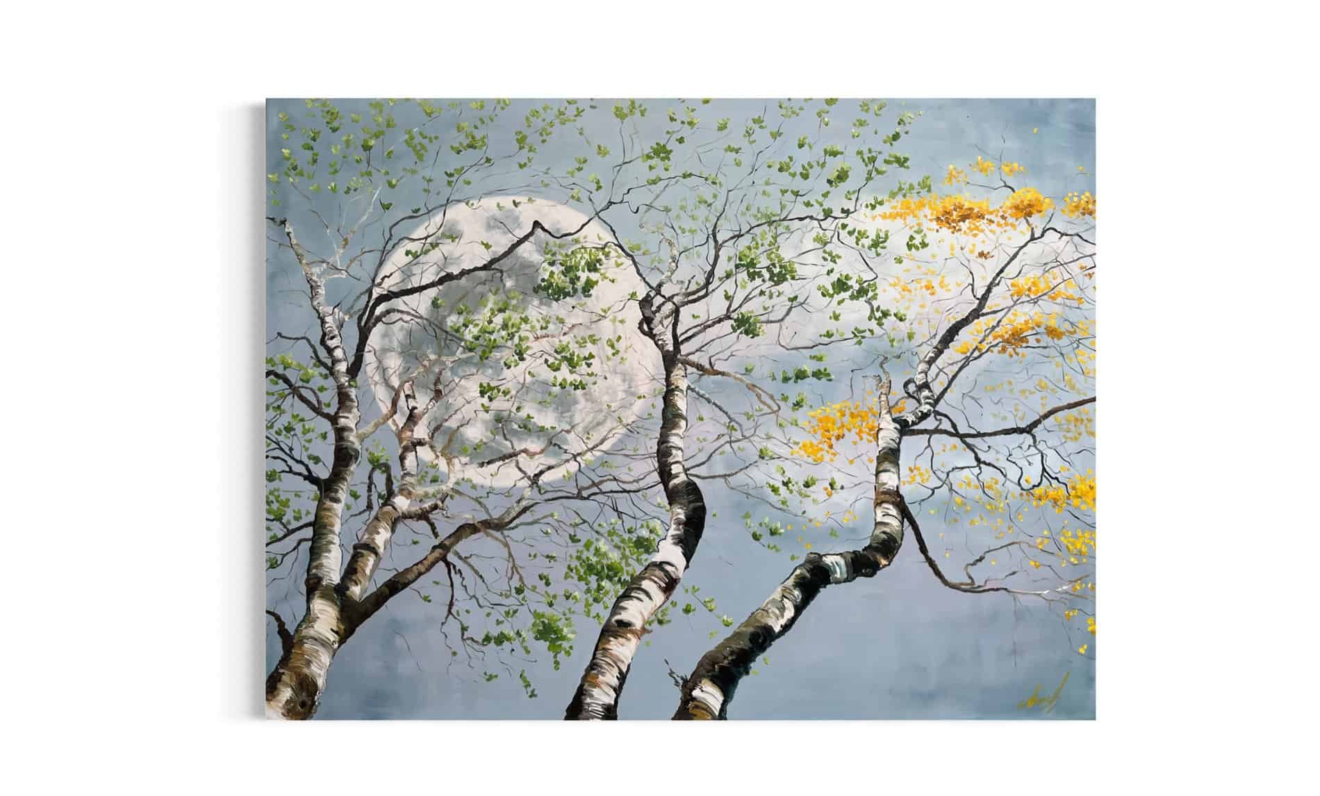 Blåde månestråler 90x120cm maleri af Anne Mette Harkes