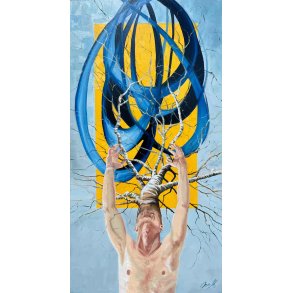 Tankemylderet ankommer 60x120cm maleri af Anne Mette Harkes