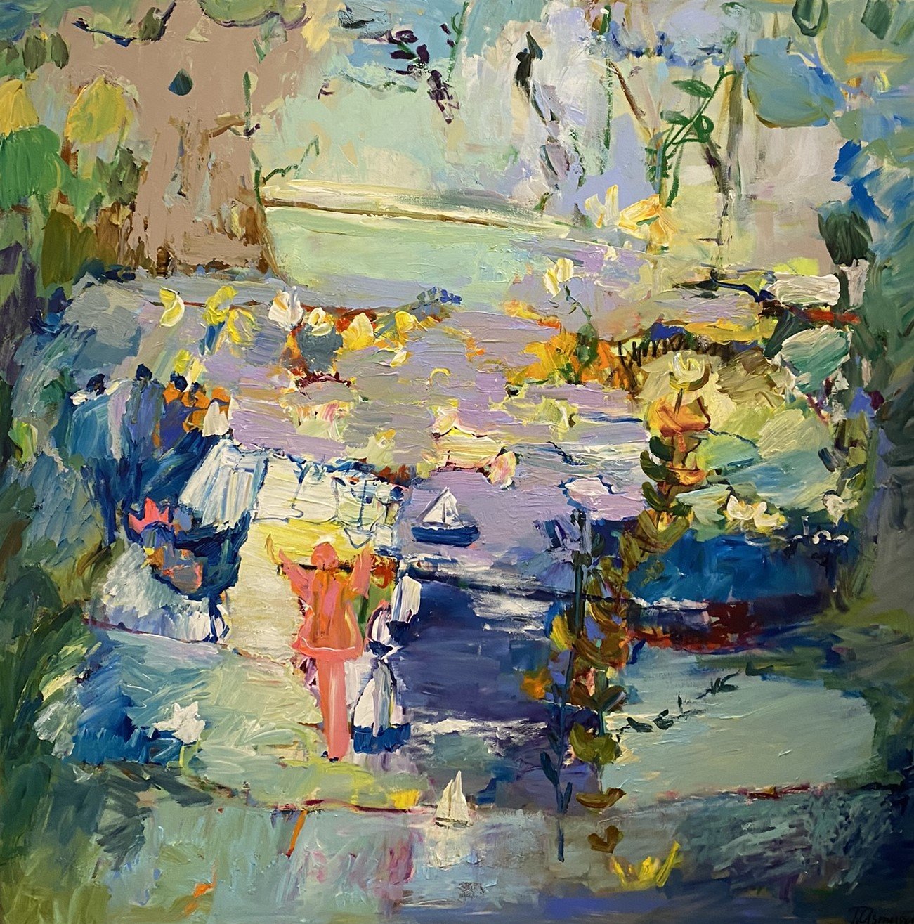 120x120cm, abstrakt maleri af Tina Asmussen