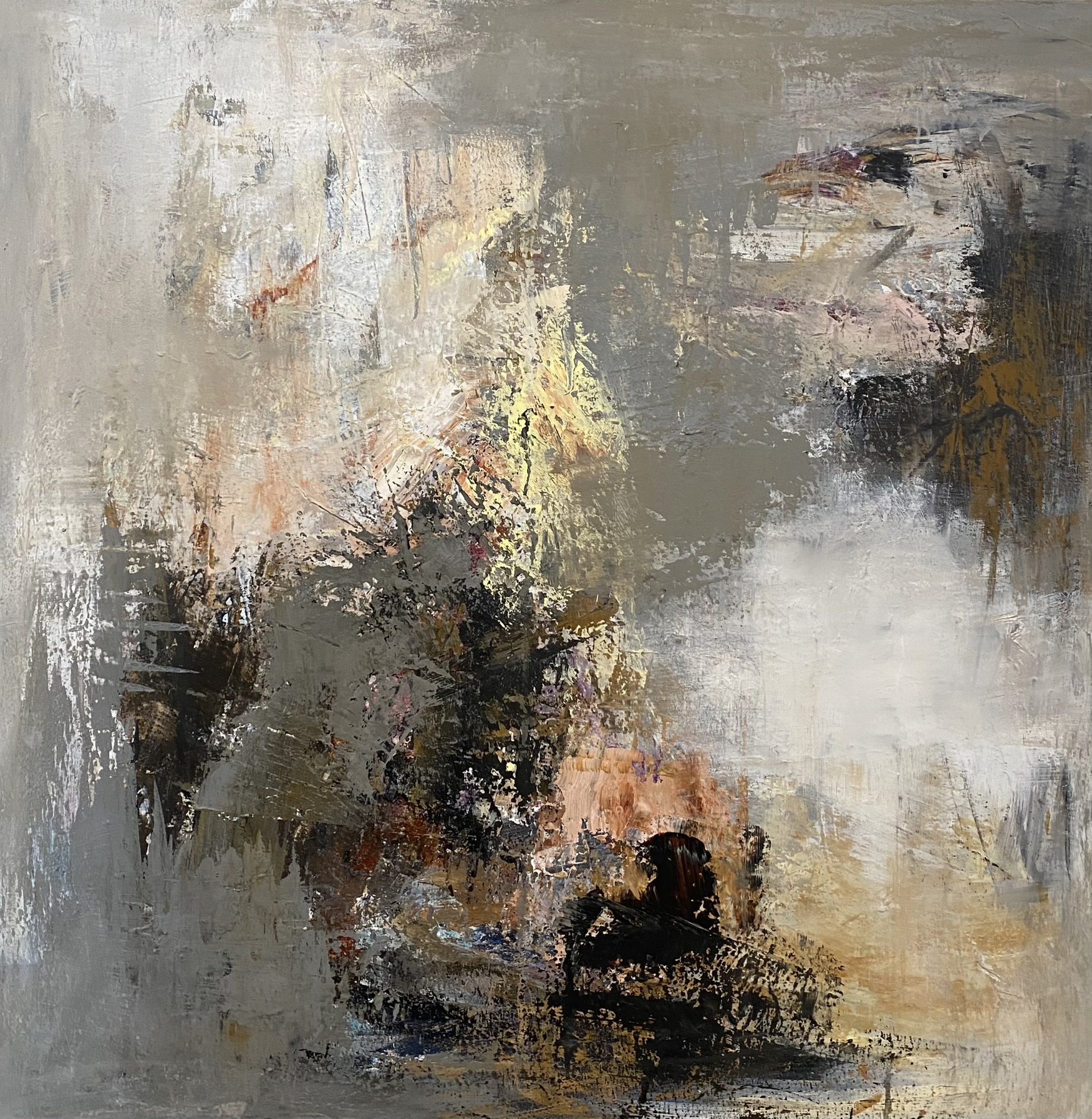 Susanne Gemmer 100x100cm abstrakt maleri