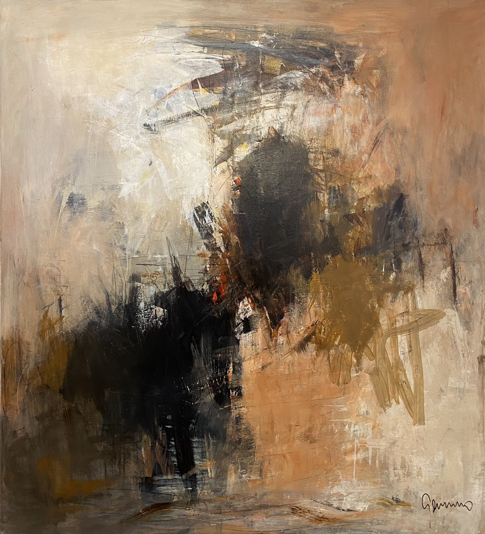 Susanne Gemmer 100x110cm abstrakt maleri