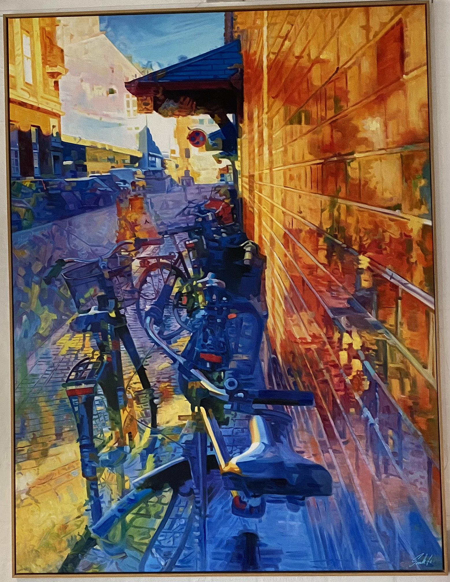 Aarhus Teater indgang ved Scala 200x150cm maleri af Sarah Hi