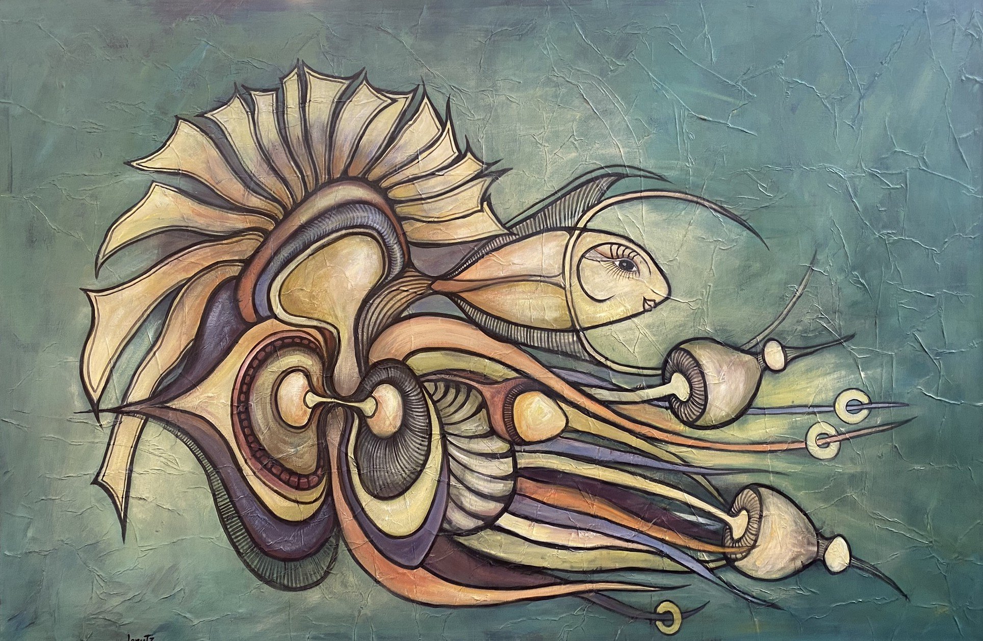 Henriette Lorentz, Knudepunkt, maleri 100x150cm