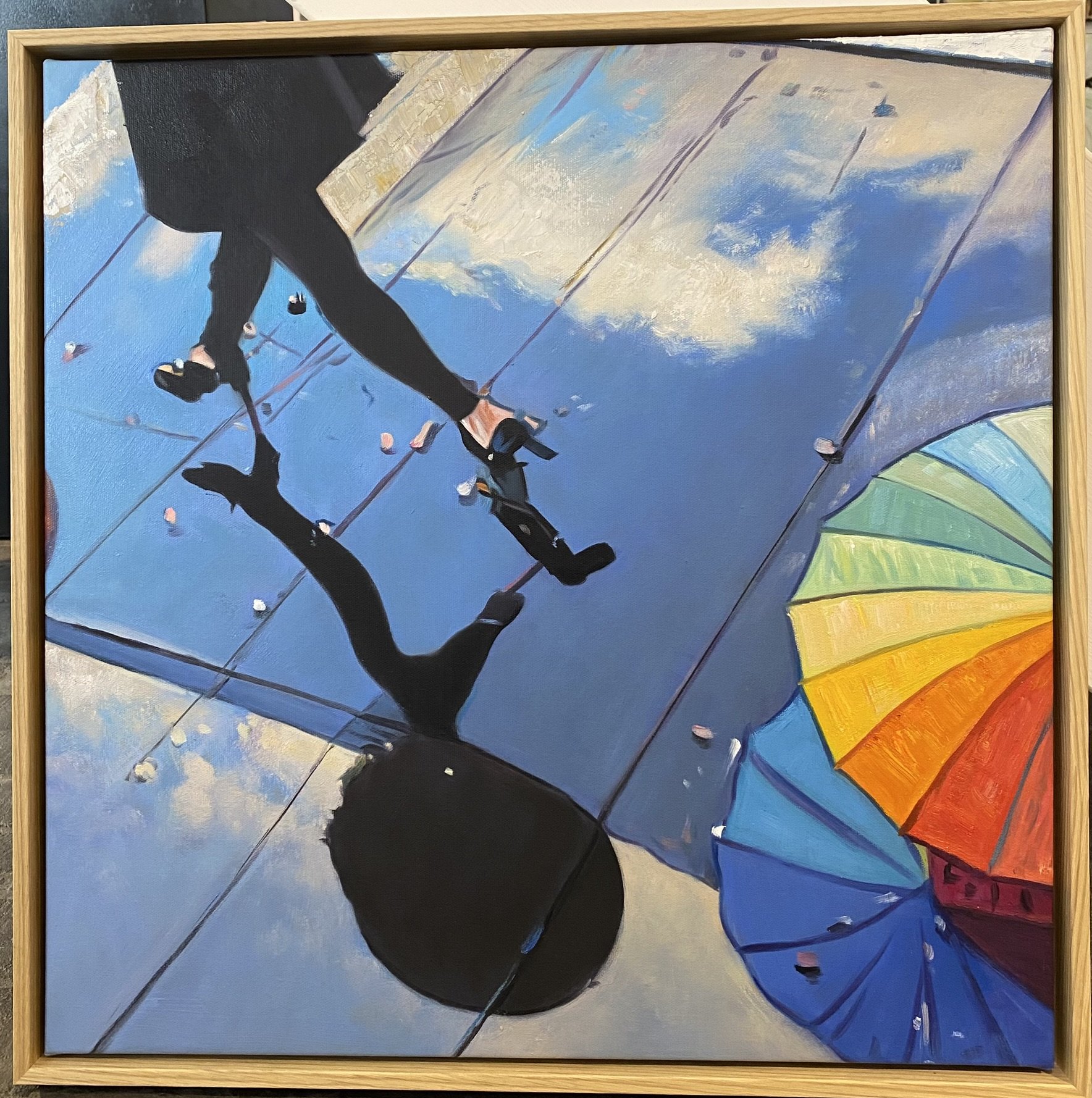 Magten i Balance, oliemaleri af Sarah Hi 60x60cm