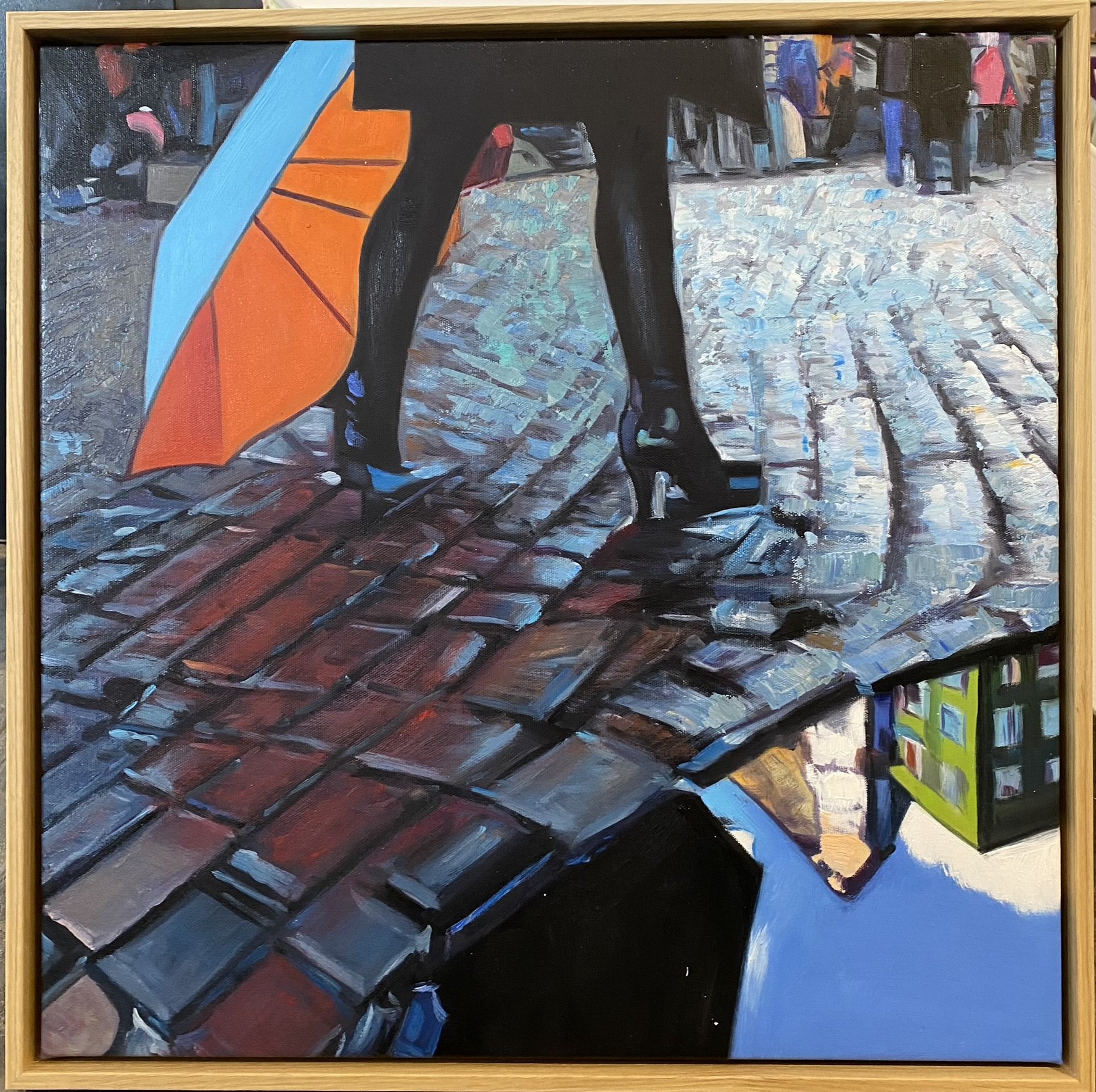 Leder med Hjertet, oliemaleri af Sarah Hi 60x60cm