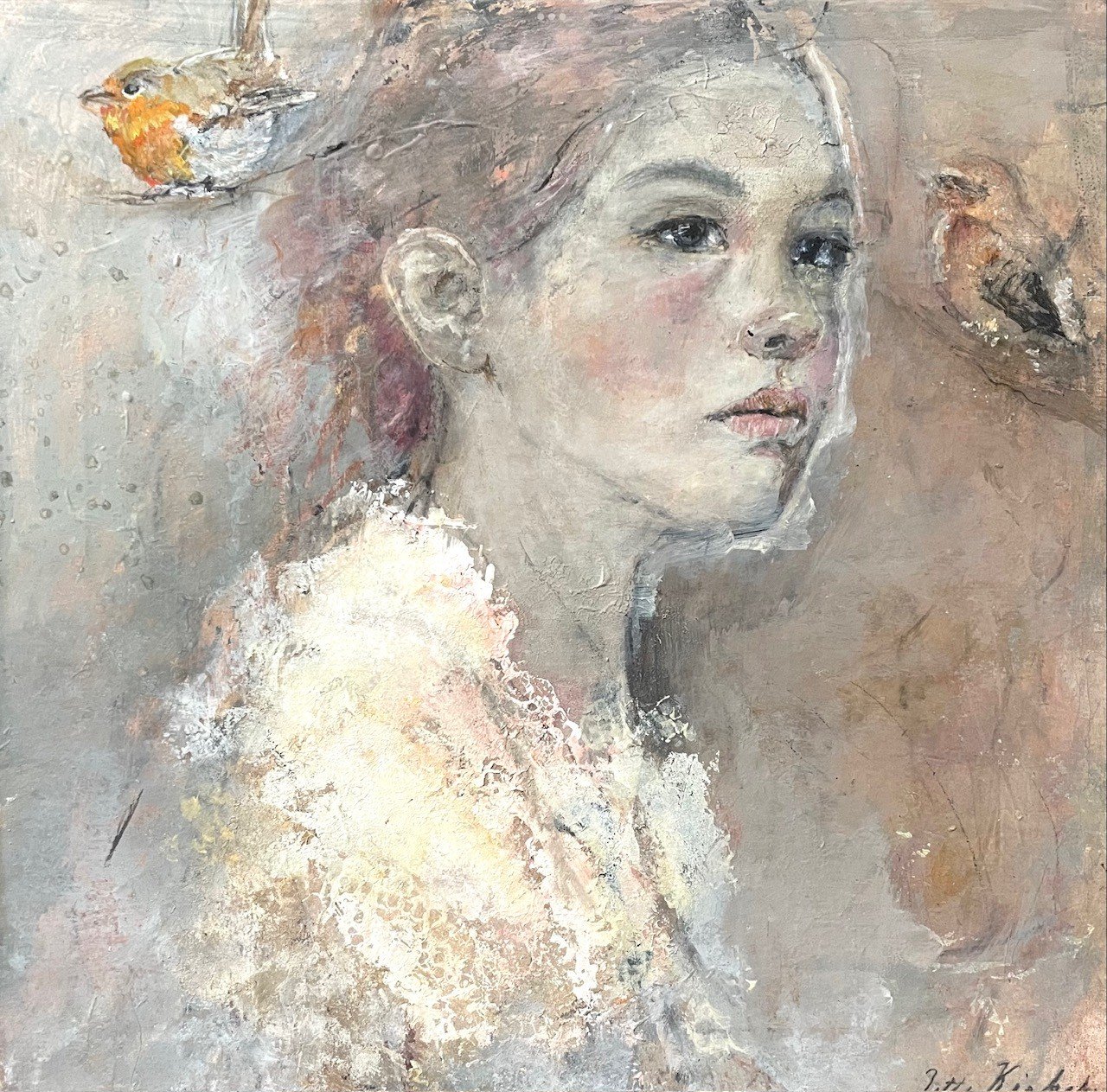 Jette Kirkeby 50x50cm maleri af kvinder