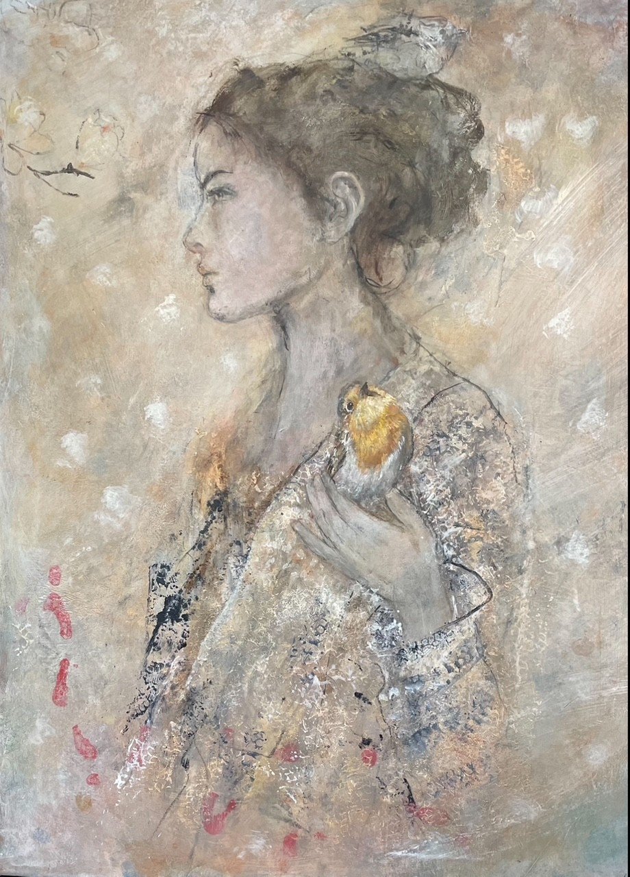 Jette Kirkeby 80x60cm maleri af kvinde
