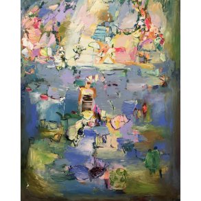 Prinsesse i sit eget paradis, maleri 150x120cm af Tina Asmussen