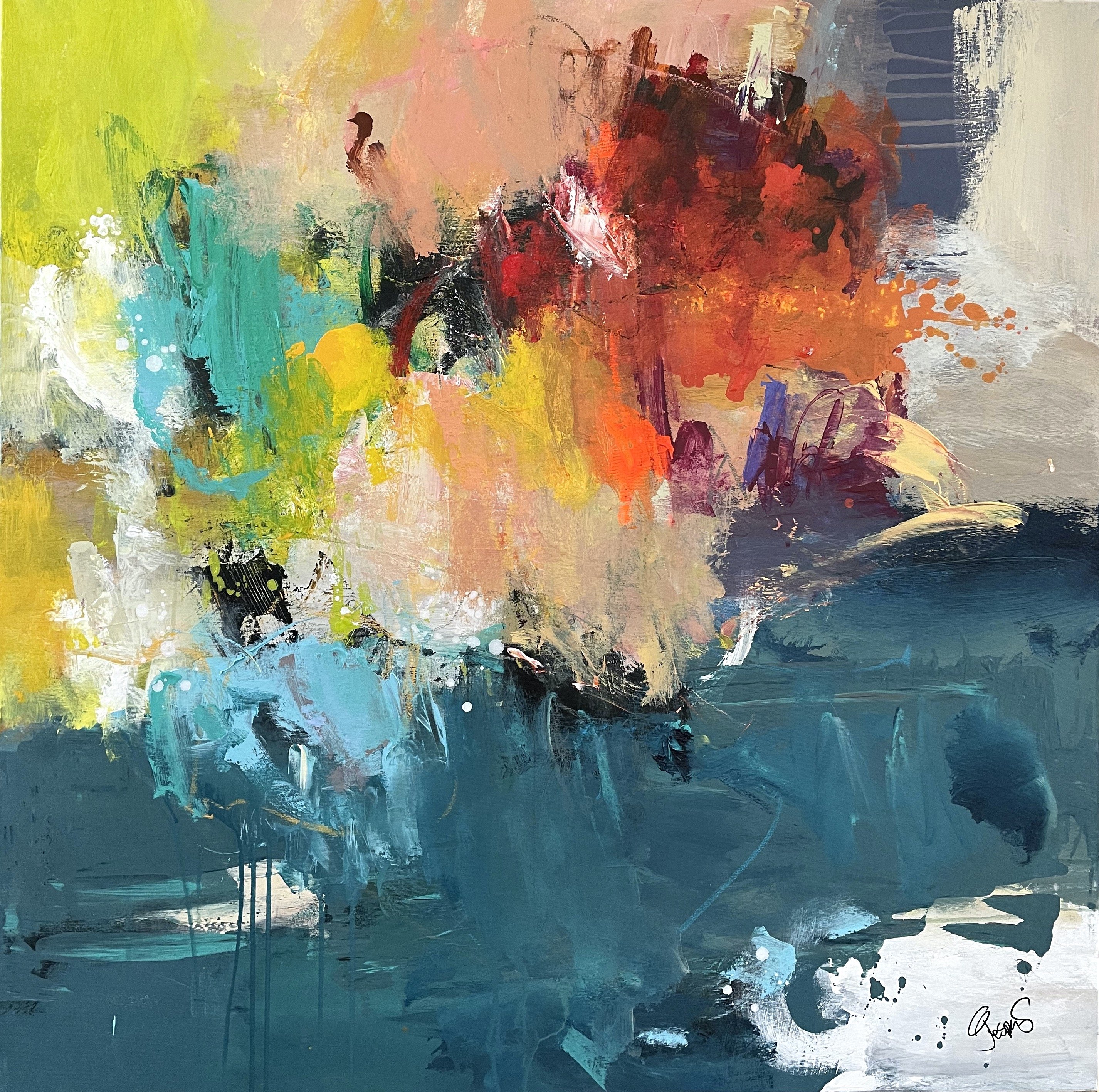 Fragments,100x100cm maleri  af Jesper Srensen