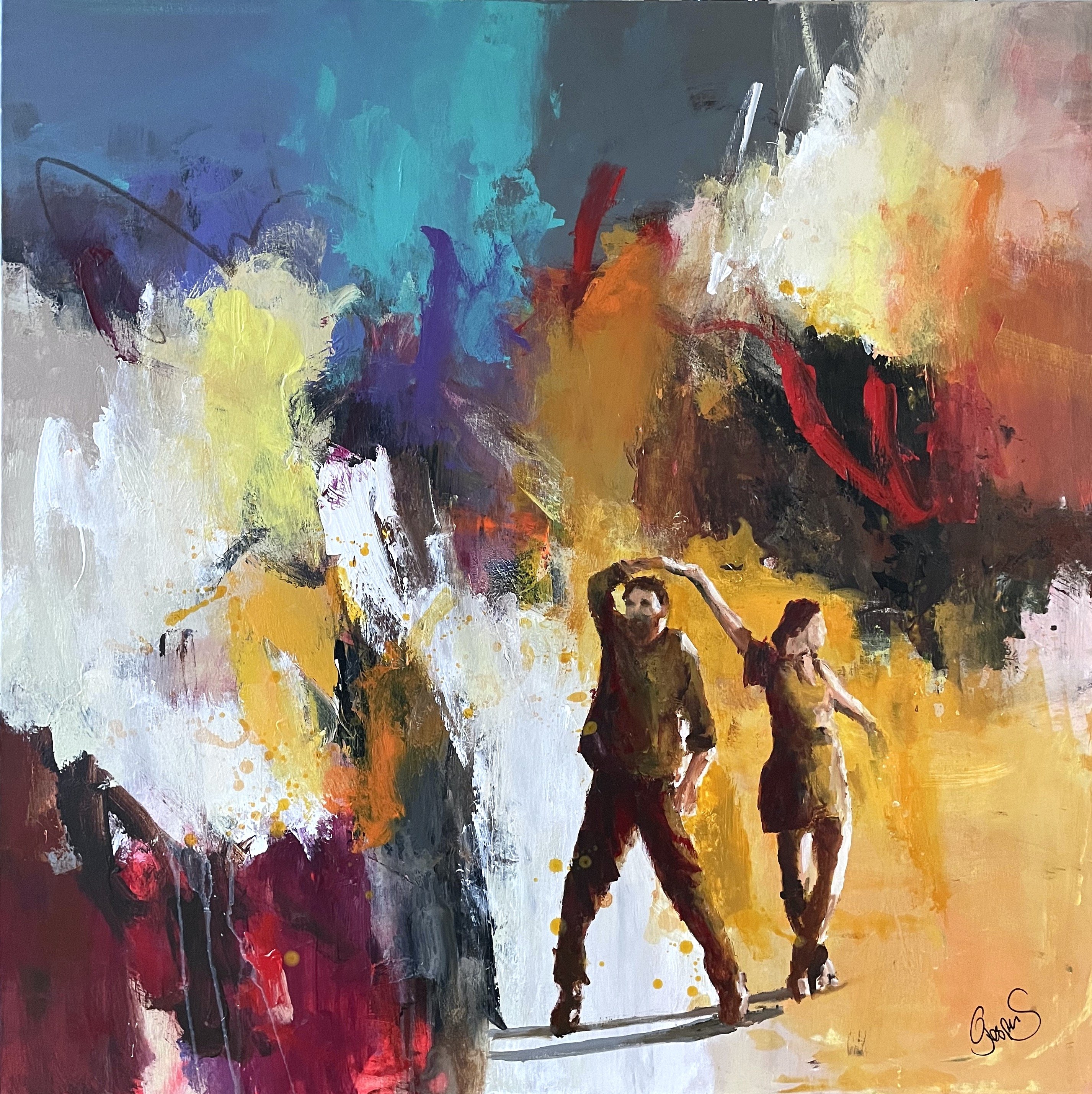 Dancing in the Dark,100x100cm maleri  af Jesper Srensen