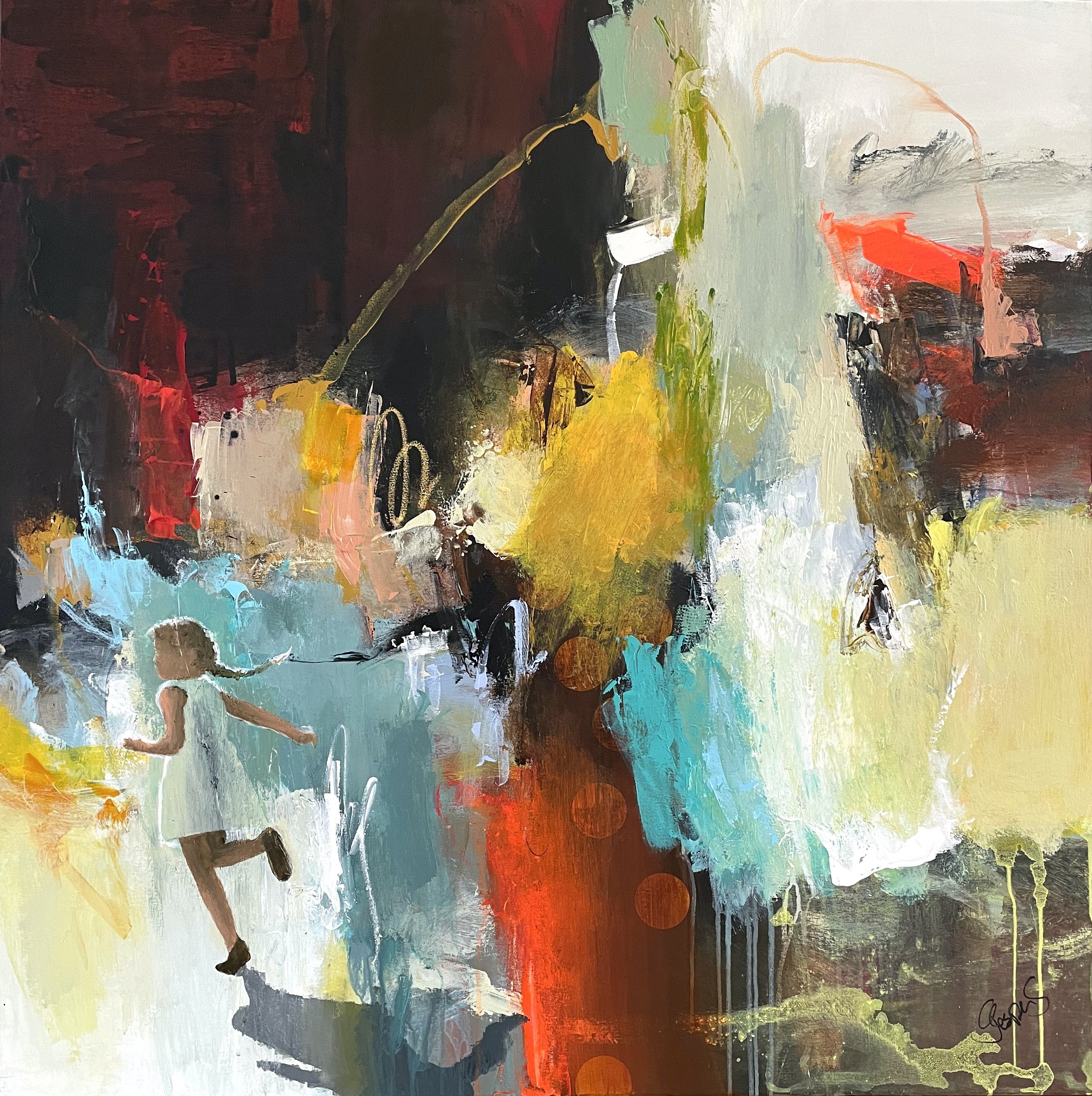 Lucky,100x100cm maleri  af Jesper Srensen