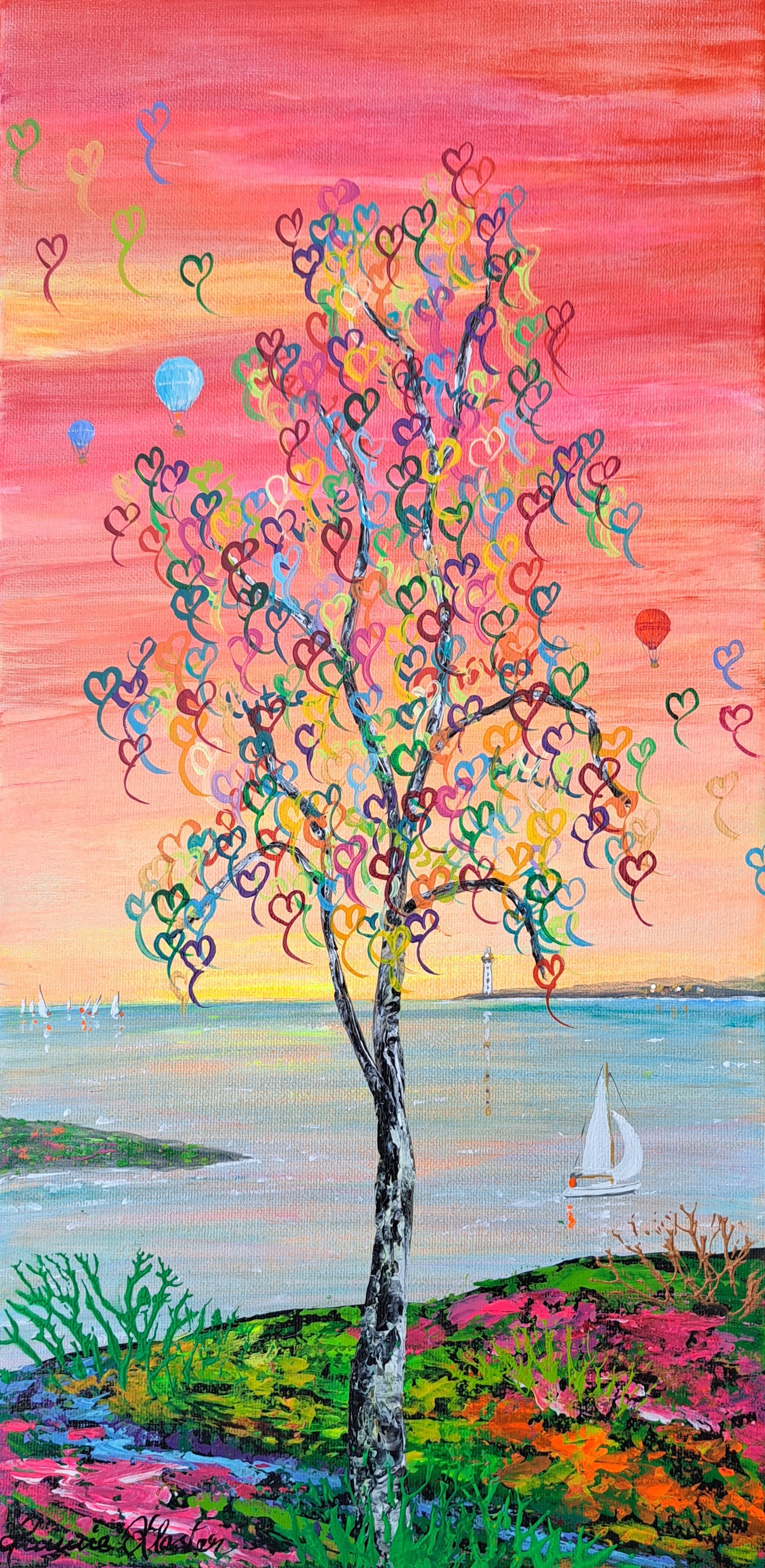 Livsglde, maleri 40x20cm af Jannie Kloster