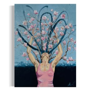 Magnolia 90x120cm maleri af Anne Mette Harkes