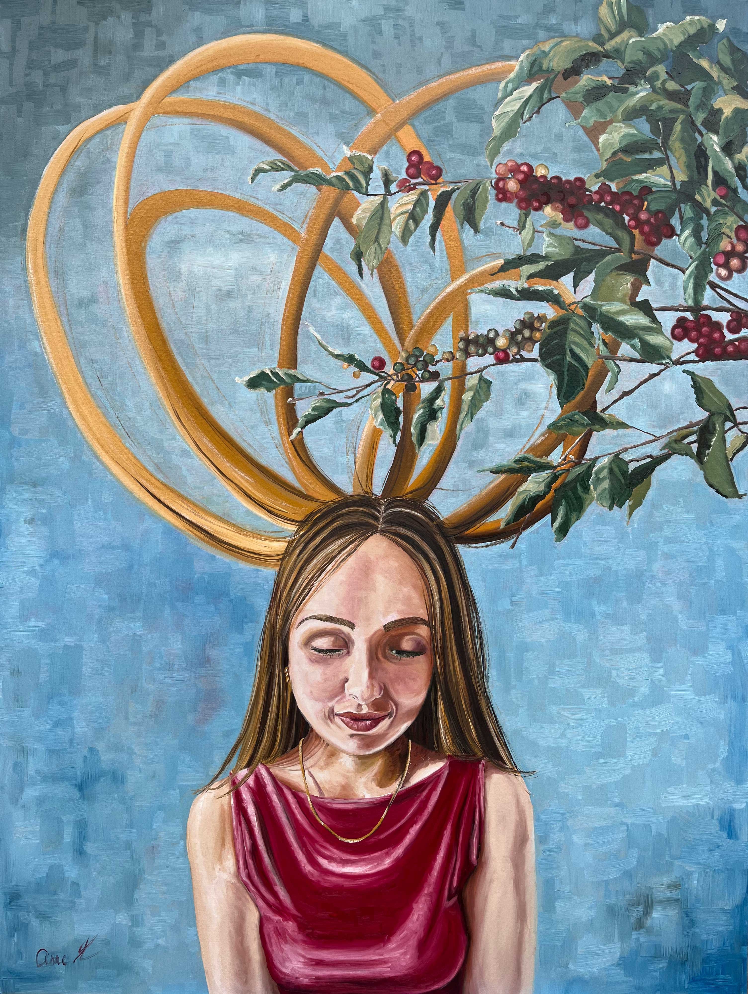 Cofee Lover 90x120cm maleri af Anne Mette Harkes