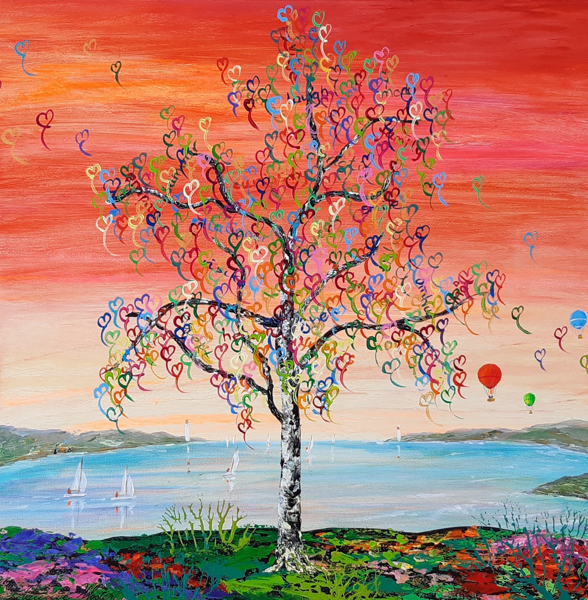 Happiness, maleri 30x30cm af Jannie Kloster
