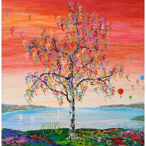 Happiness, maleri 30x30cm af Jannie Kloster