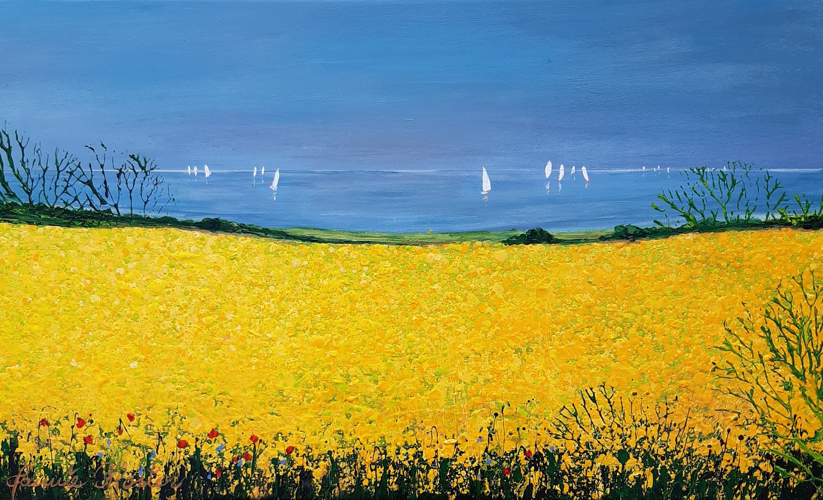 Danmark dejligst, maleri 30x50cm af Jannie Kloster