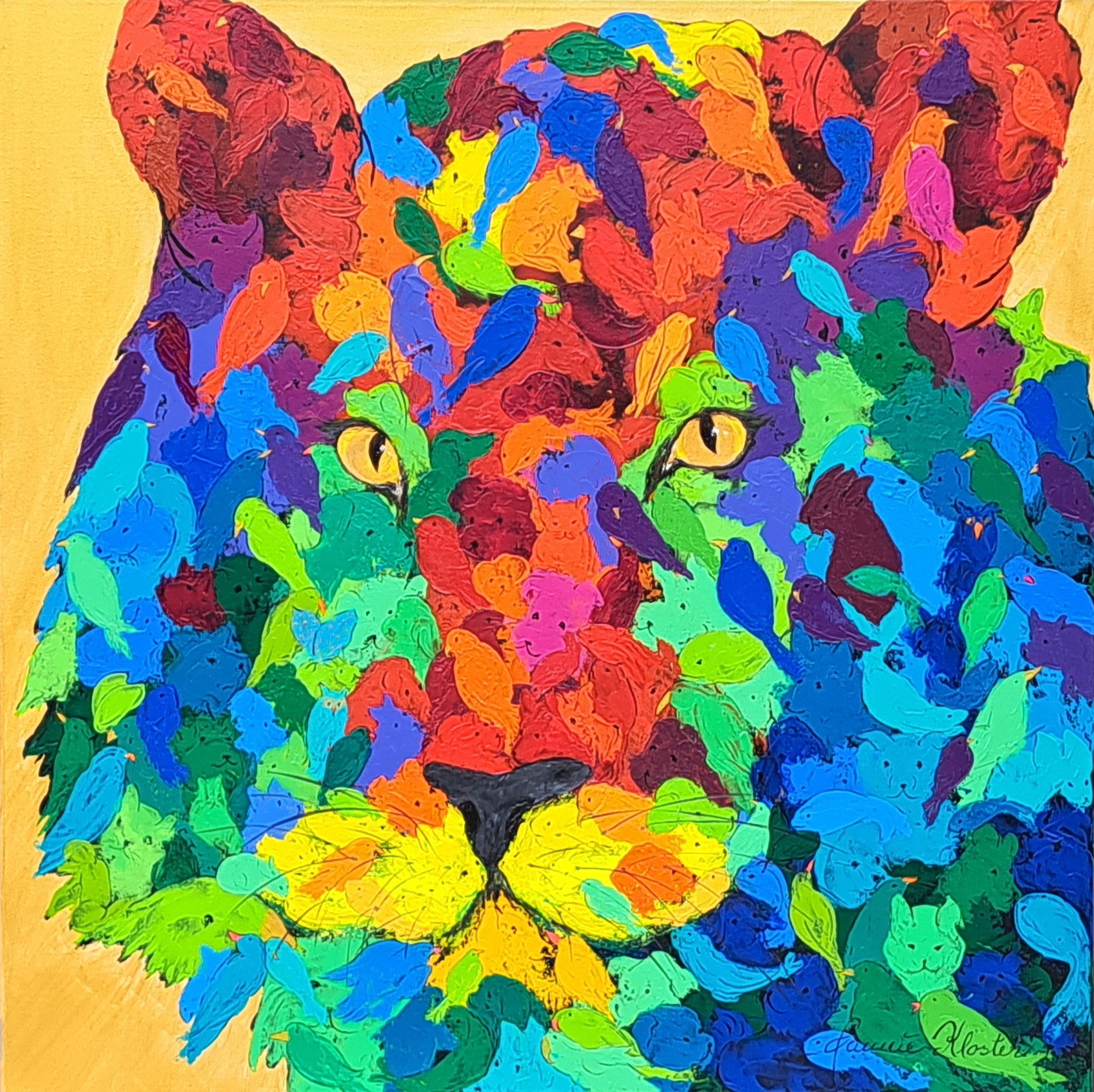 Power, maleri 80x80cm af Jannie Kloster