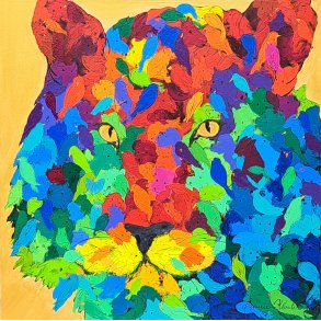 Power, maleri 80x80cm af Jannie Kloster