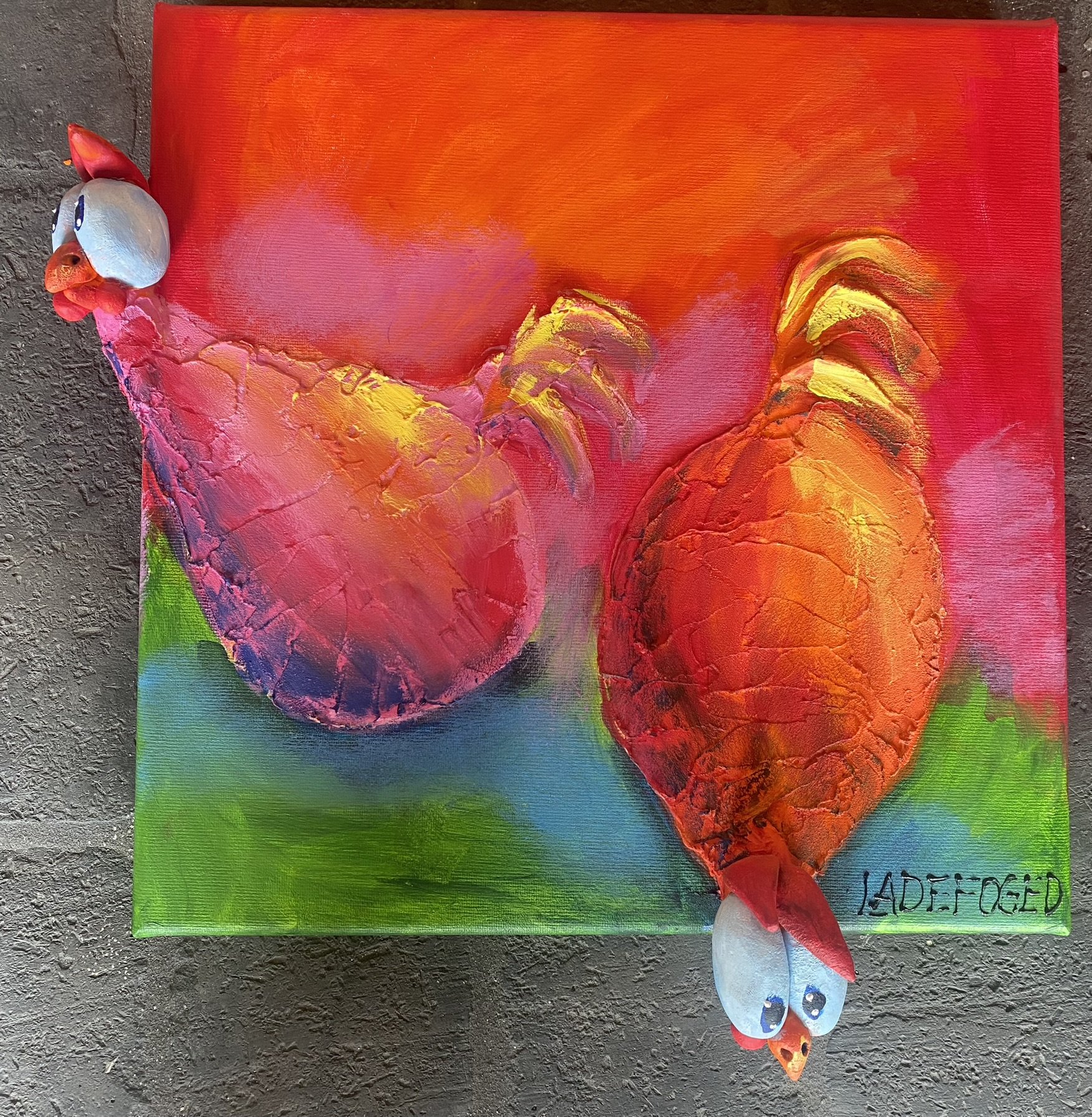 30x30cm 3D maleri af Jette Ladefoged