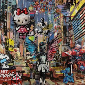 Lost in NY, 80x80cm, giclee af Helt Sort