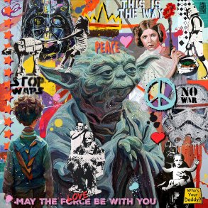 Street Wars, 80x80cm, giclee af Helt Sort