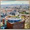 Aarhus set fra himlen, oliemaleri 100x100cm af Sarah Hi