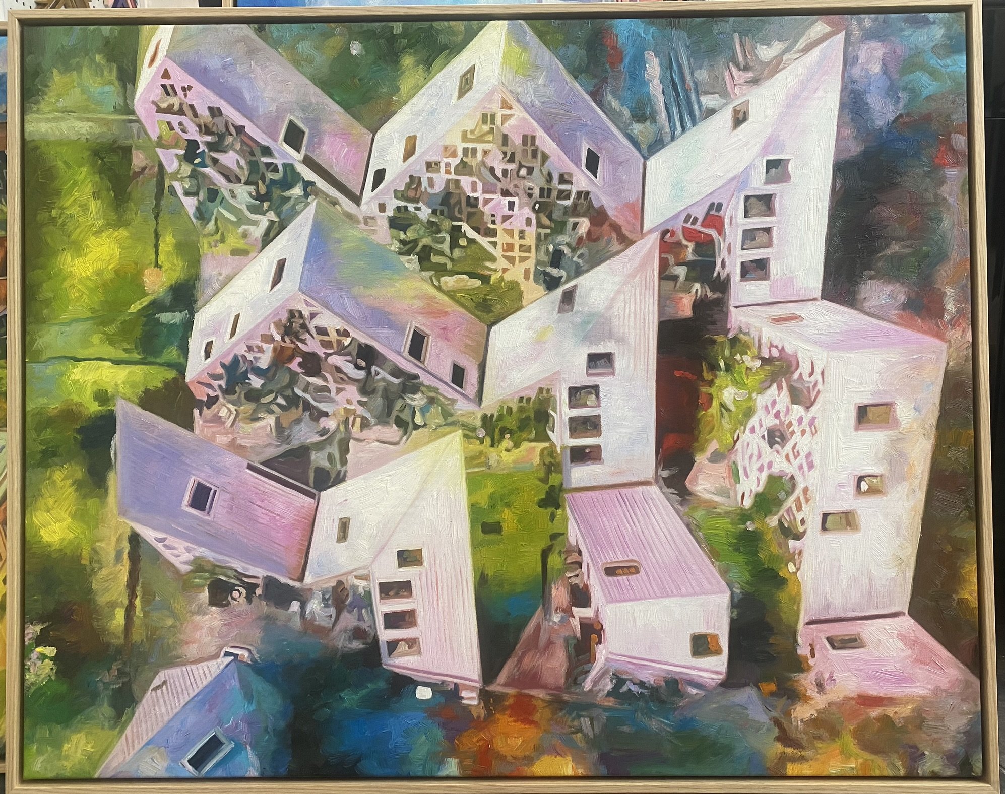 Isbjerget Aarhus , oliemaleri 80x100cm af Sarah Hi