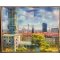 Rdhuset i Aarhus med udsigt mod havnen, oliemaleri 80x100cm af Sarah Hi
