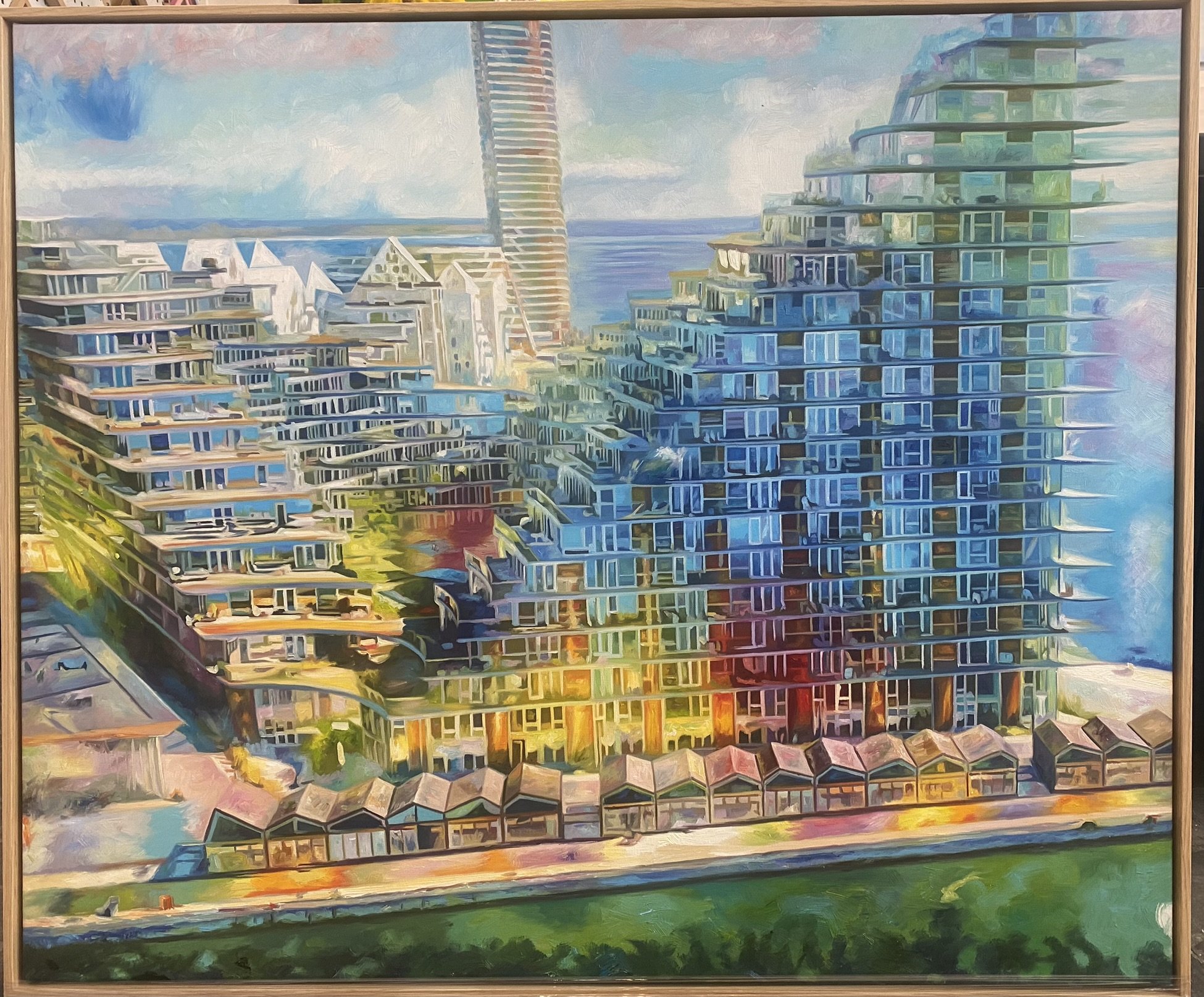 AARhus i Aarhus , oliemaleri 100x120cm af Sarah Hi