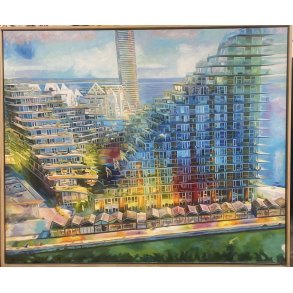 AARhus i Aarhus , oliemaleri 100x120cm af Sarah Hi