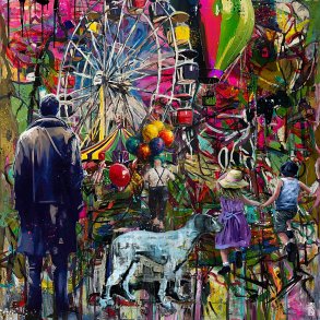 Leaving Childhood, 80x80cm, giclee af Helt Sort